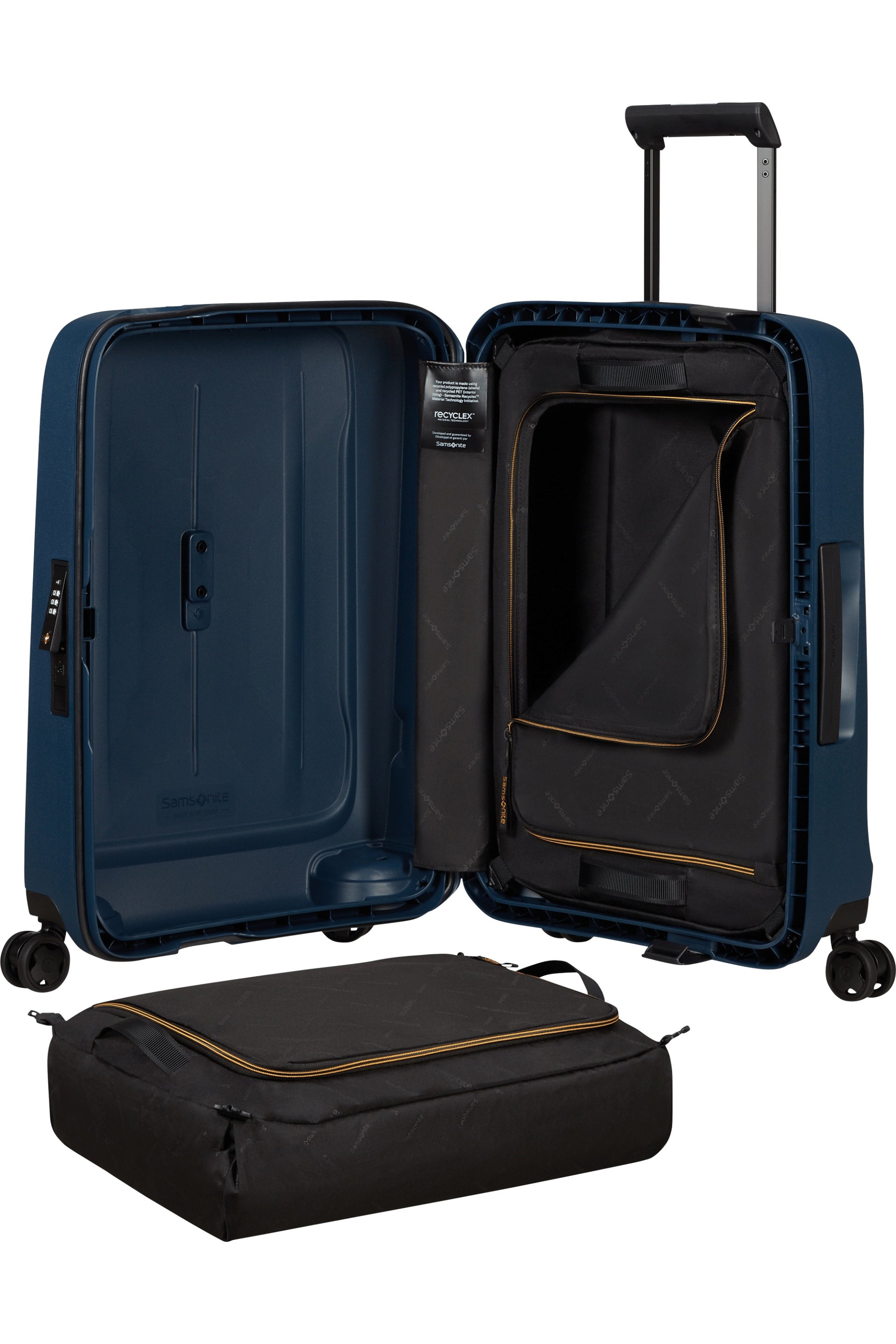 Samsonite Maleta Essens Material Polipropileno Reciclado 4 Ruedas Dobles Silenciosas, Cerradura TSA, Garantía 5 años